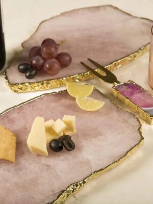 Large Rose Quartz Cheese Platter