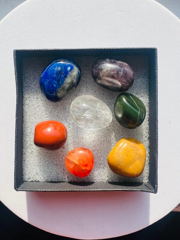 Seven Chakra Stones Set With Guide and Gift Box