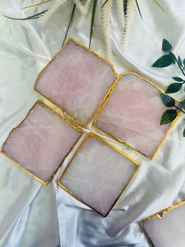 Rose Quartz Natural Crystal Coaster | Gemstone Tableware