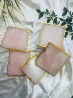 Rose Quartz Natural Crystal Coaster | Gemstone Tableware