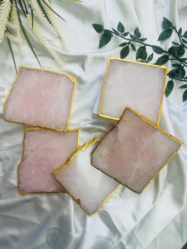 Rose Quartz Natural Crystal Coaster | Gemstone Tableware