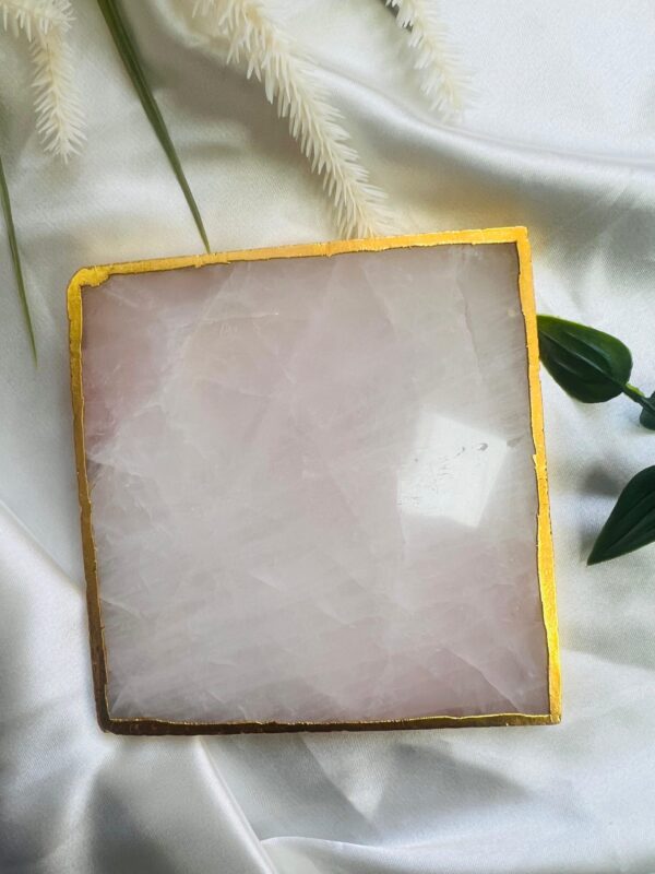 Rose Quartz Natural Crystal Coaster | Gemstone Tableware