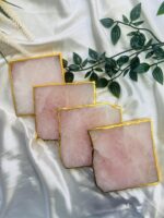 Rose Quartz Natural Crystal Coaster | Gemstone Tableware