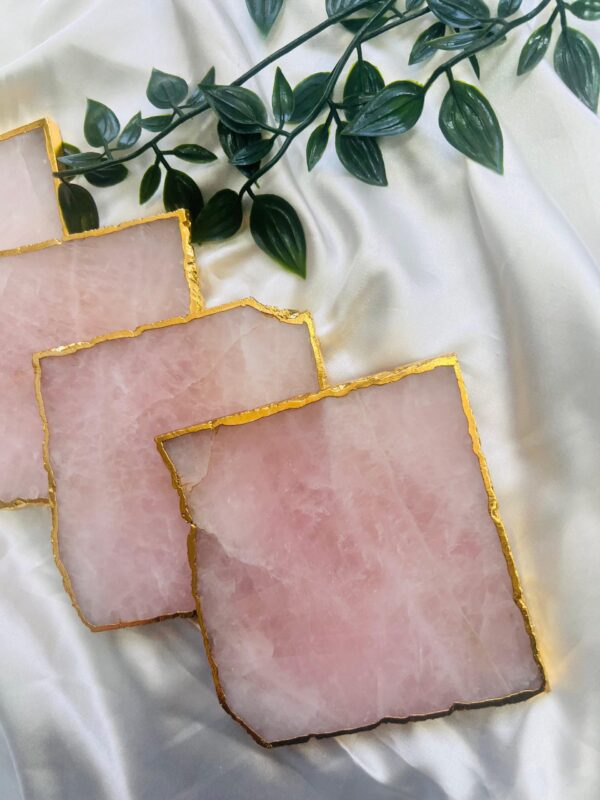 Rose Quartz Natural Crystal Coaster | Gemstone Tableware