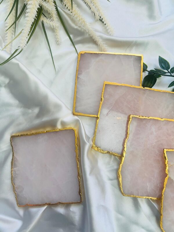 Rose Quartz Natural Crystal Coaster | Gemstone Tableware