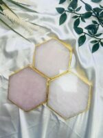 Rose Quartz Natural Crystal Coaster | Gemstone Tableware
