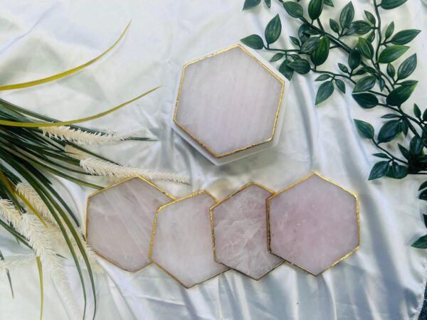 Rose Quartz Natural Crystal Coaster | Gemstone Tableware
