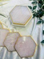 Rose Quartz Natural Crystal Coaster | Gemstone Tableware