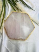 Rose Quartz Natural Crystal Coaster | Gemstone Tableware