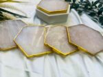 Rose Quartz Natural Crystal Coaster | Gemstone Tableware