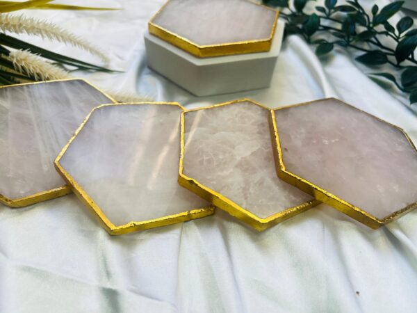 Rose Quartz Natural Crystal Coaster | Gemstone Tableware