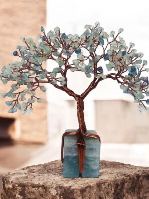Fluorite Crystal Tree With  Rose Quartz Raw Base 300 crysrals