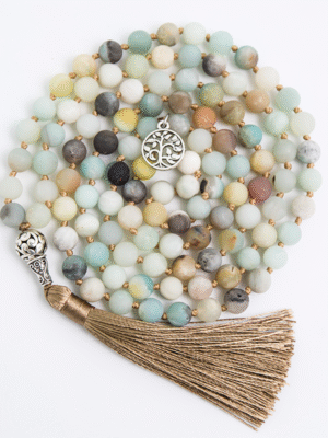 Amazonite crystal 108 Hand knotted japa mala