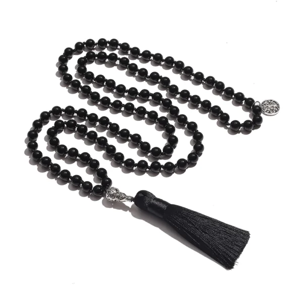 black onyx crystal 108 Hand knotted japa mala