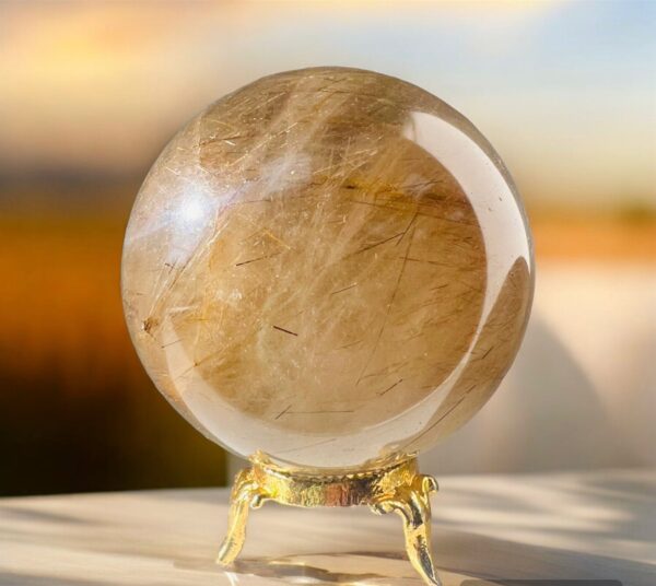Golden Rutile Crystal Sphere