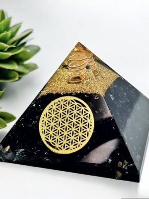 Black tourmaline Pyramid With Copper & Quartz Orgone Pyramid