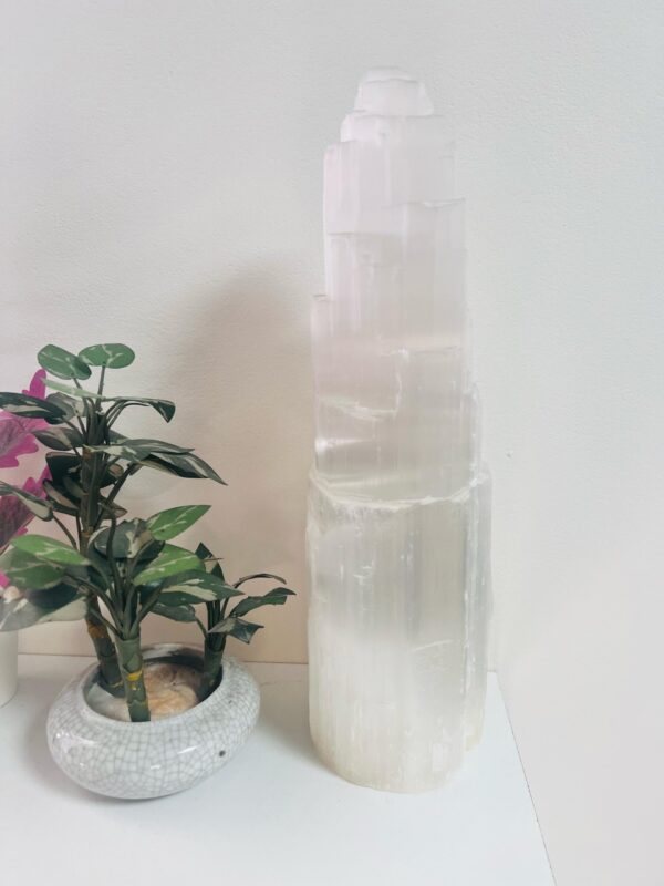 Selenite Tower Lamp 30 cm