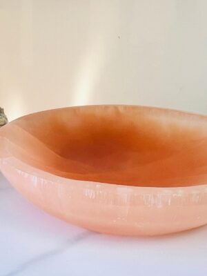 Large Orange Selenite Round Charging Bowl 15cm
