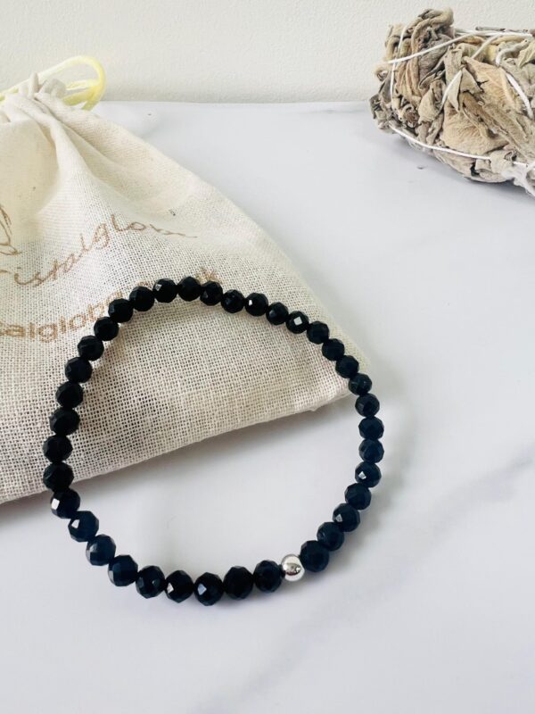 Faceted black tourmaline bracelet 4mm