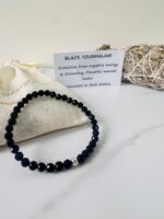 Faceted black tourmaline bracelet 4mm
