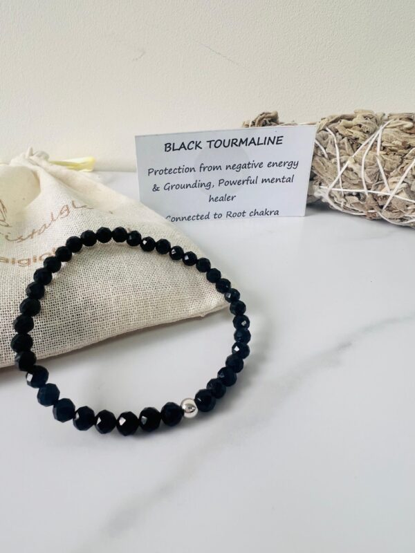 Faceted black tourmaline bracelet 4mm