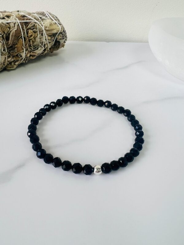 Faceted black tourmaline bracelet 4mm