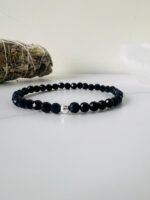Faceted black tourmaline bracelet 4mm