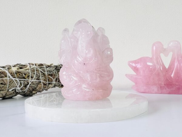 Hand- carved Rose Quartz Ganesha 2.8''