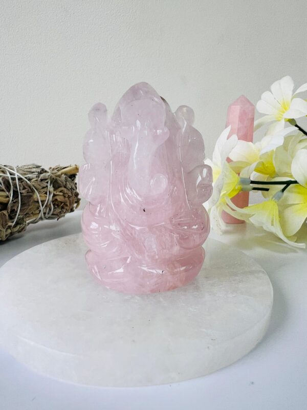 Hand- carved Rose Quartz Ganesha 2.8''