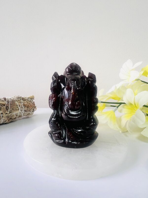 Hand- carved Red Garnet Ganesha