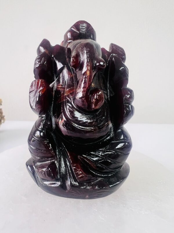Hand- carved Red Garnet Ganesha
