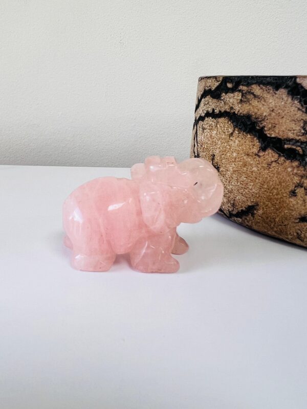 Rose quartz Handcarved Elephant