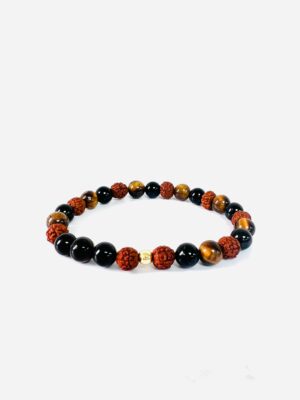 Tiger's eye, Onyx & Rudraksha Bracelet