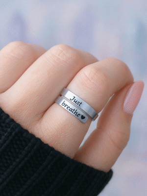 925 Sterling Silver “Just Breathe” Ring – Adjustable Band