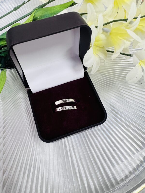 925 Sterling Silver “Just Breathe” Ring – Adjustable Band