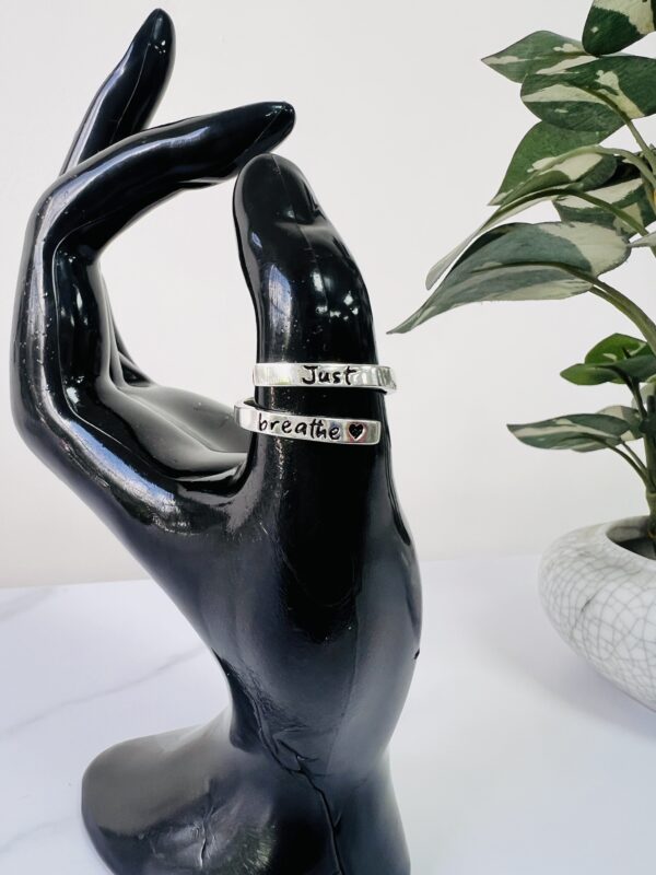 925 Sterling Silver “Just Breathe” Ring – Adjustable Band