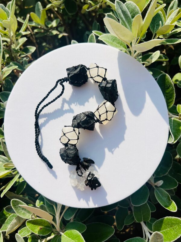 Selenite & Black tourmaline Hanging For Protection