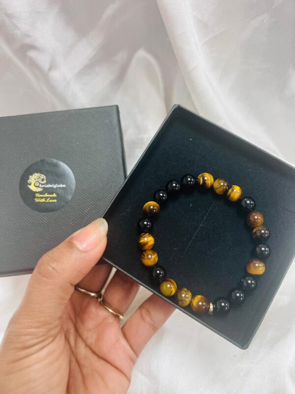 Black Onyx And Tigers Eye Bracelet