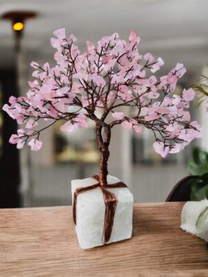 Rose Quartz Copper wire Crystal Tree 300 Crystals