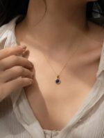 Lapis Lazuli 925 silver pendent with 14k Gold plating